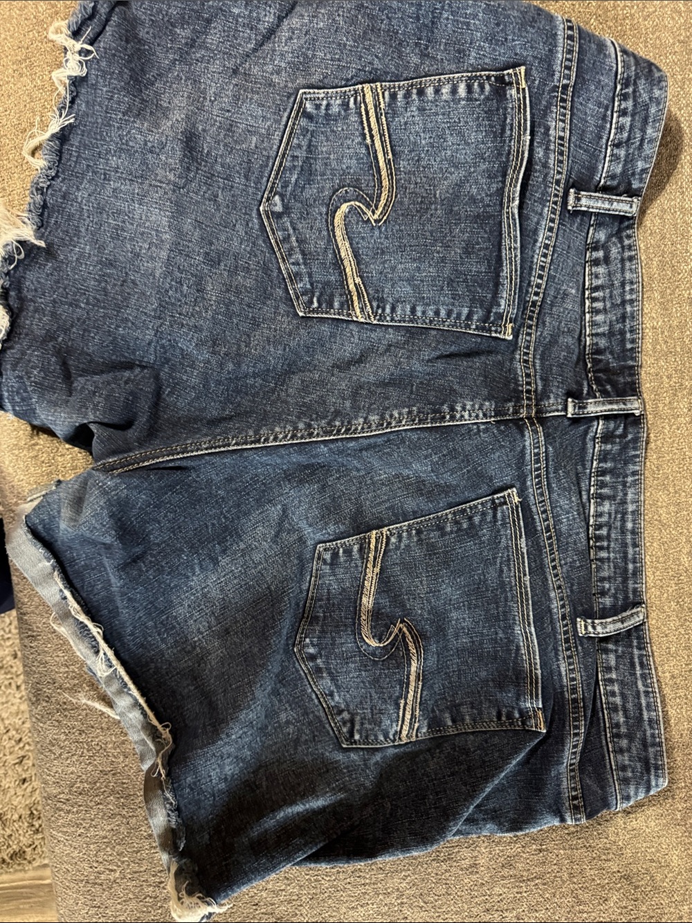 Silver Jeans Dark Indigo Denim Shorts with Frayed Hem